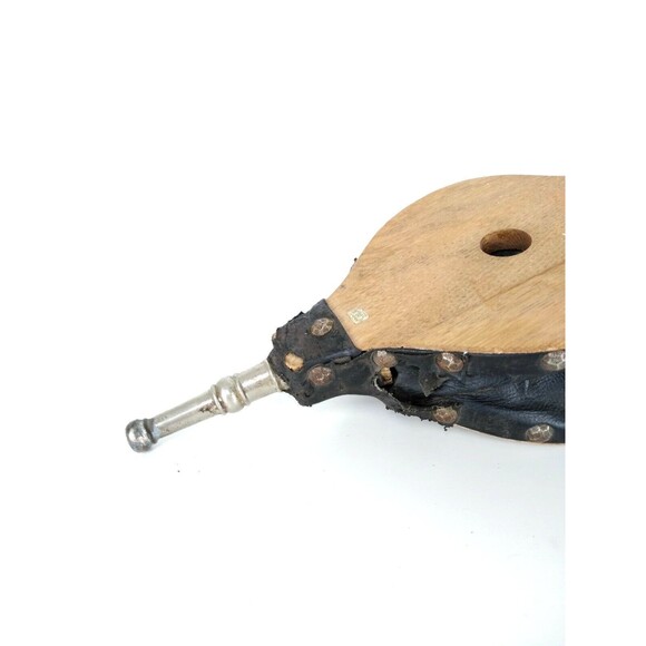 Vintage MCM Wood and Leather Crest & Shield Fireplace Bellows Made In Japan - Picture 9 of 11